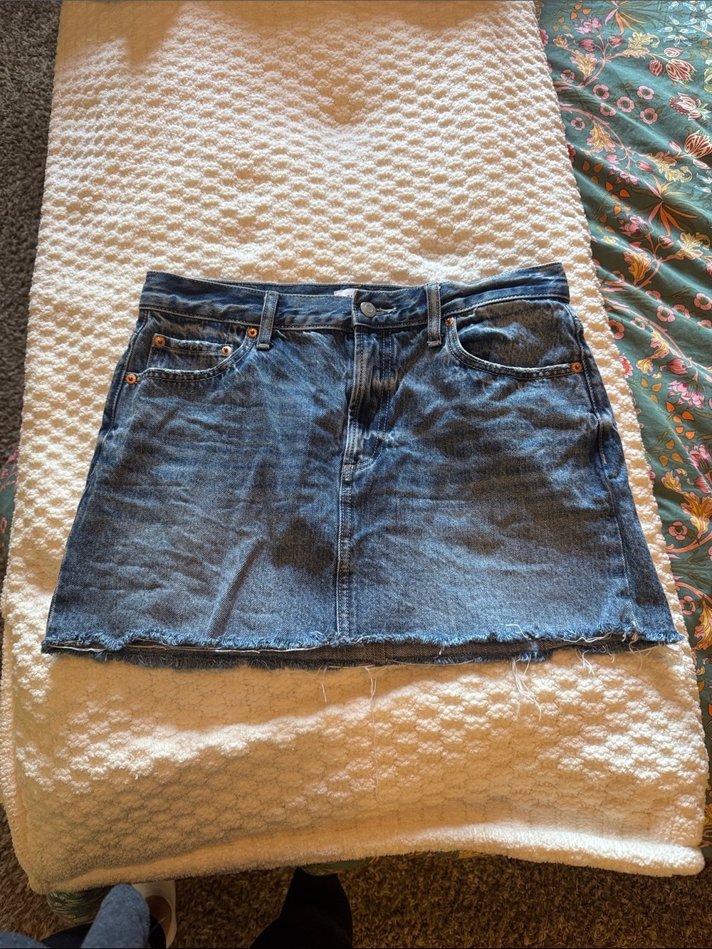 pistola Blue Denim Mini Skirt with Raw Hem